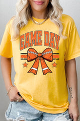 5000P-E3064 Orange Football Bow Graphic Plus Heavy Cotton Tee $12.75