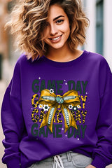 UL180P-E3090 Yellow Football Game Day Bow Plus Sweatshirt $25