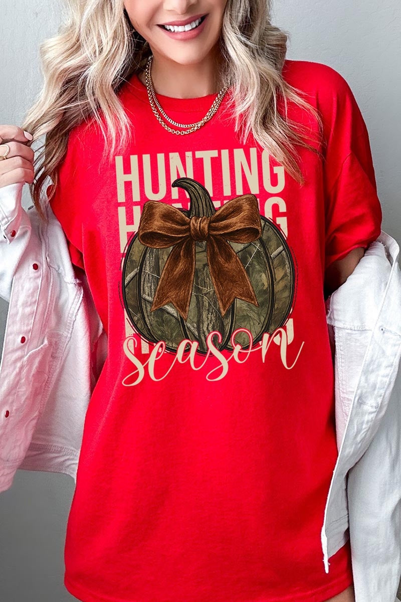 5000P-E3190 Hunting Pumpkin Bow Graphic Plus Heavy Cotton Tee $12.75