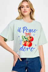 CTS-E3070 Il Pomodoro Tomato Art Graphic Relaxed Crop Top $11
