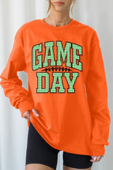 UL240-E3128 Green Gingham Game Day Graphic Long Sleeve Tee $13.75
