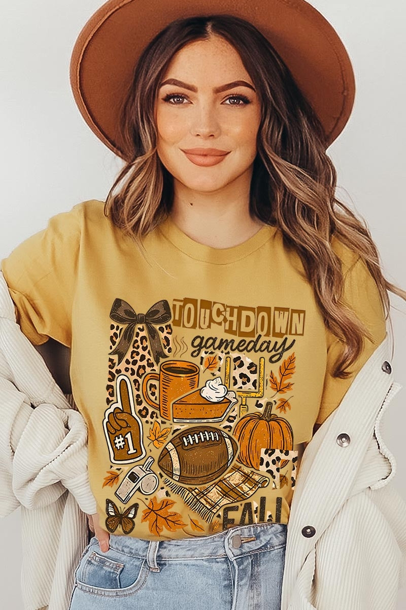 US3001P-E3134 Fall Football Collage Graphic Plus Tee $16