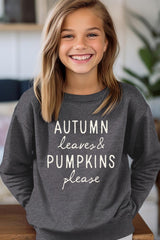 UL180B-E3158Z Autumn Leaves Pumpkins Kids Graphic Sweatshirt $20