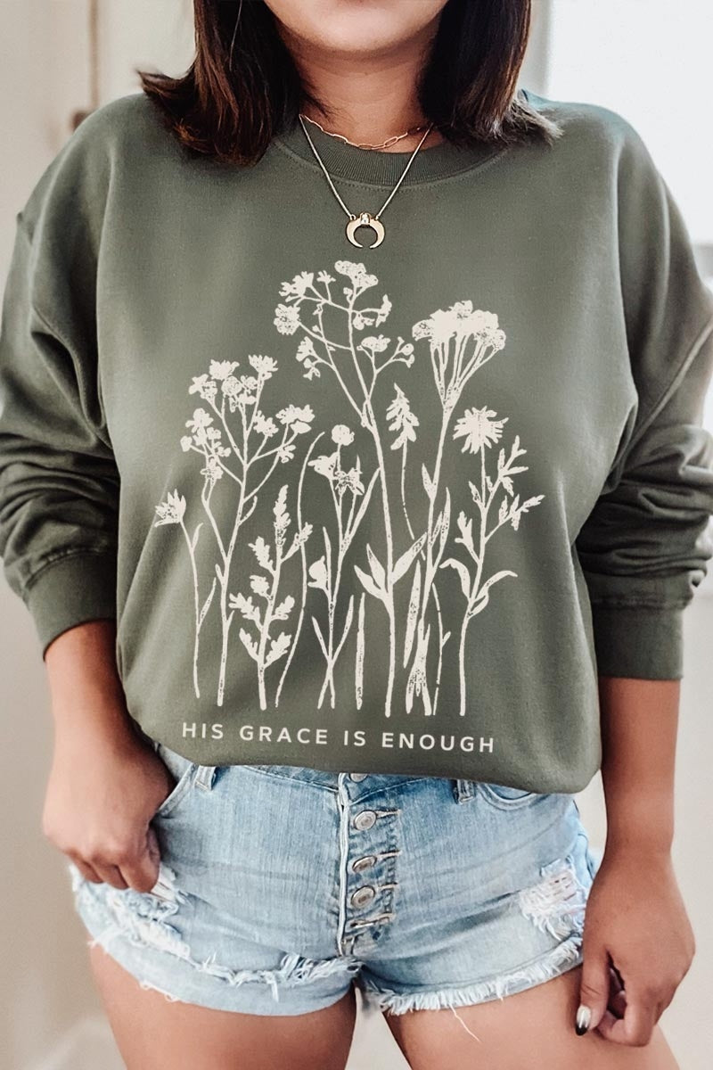 UL180-E3146 Christian Wildflower Graphic Sweatshirt $20