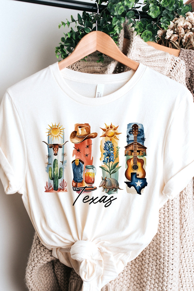 US3001P-E3061TX Texas State Brushstroke Graphic Plus Tee $16