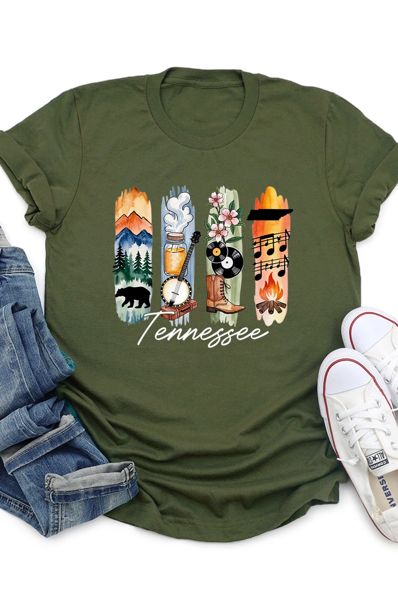 US3001-E3061TN Tennessee State Brushstroke Graphic Tee $12.5