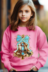 UL180B-E3184Z Turquoise Christmas Tree Kids Graphic Sweatshirt $20