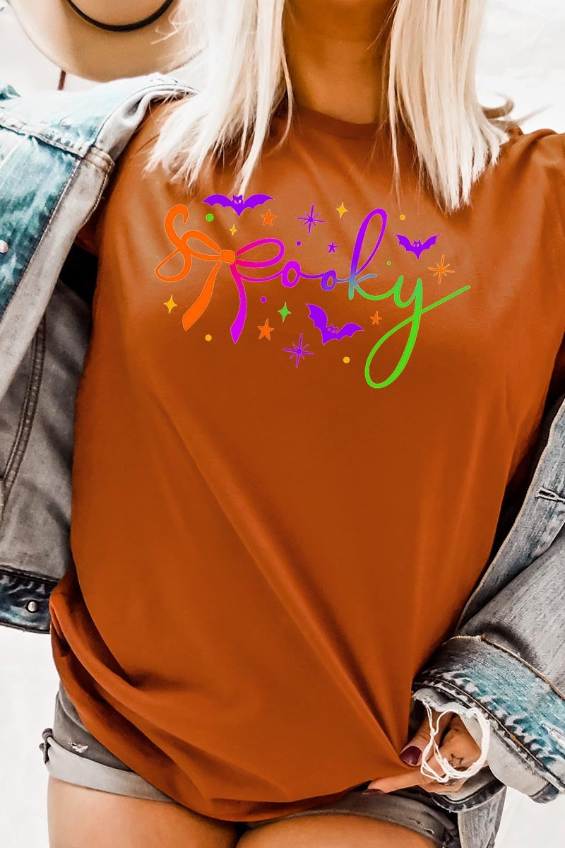 US3001-E3109 Spooky Halloween Graphic Tee $12.5