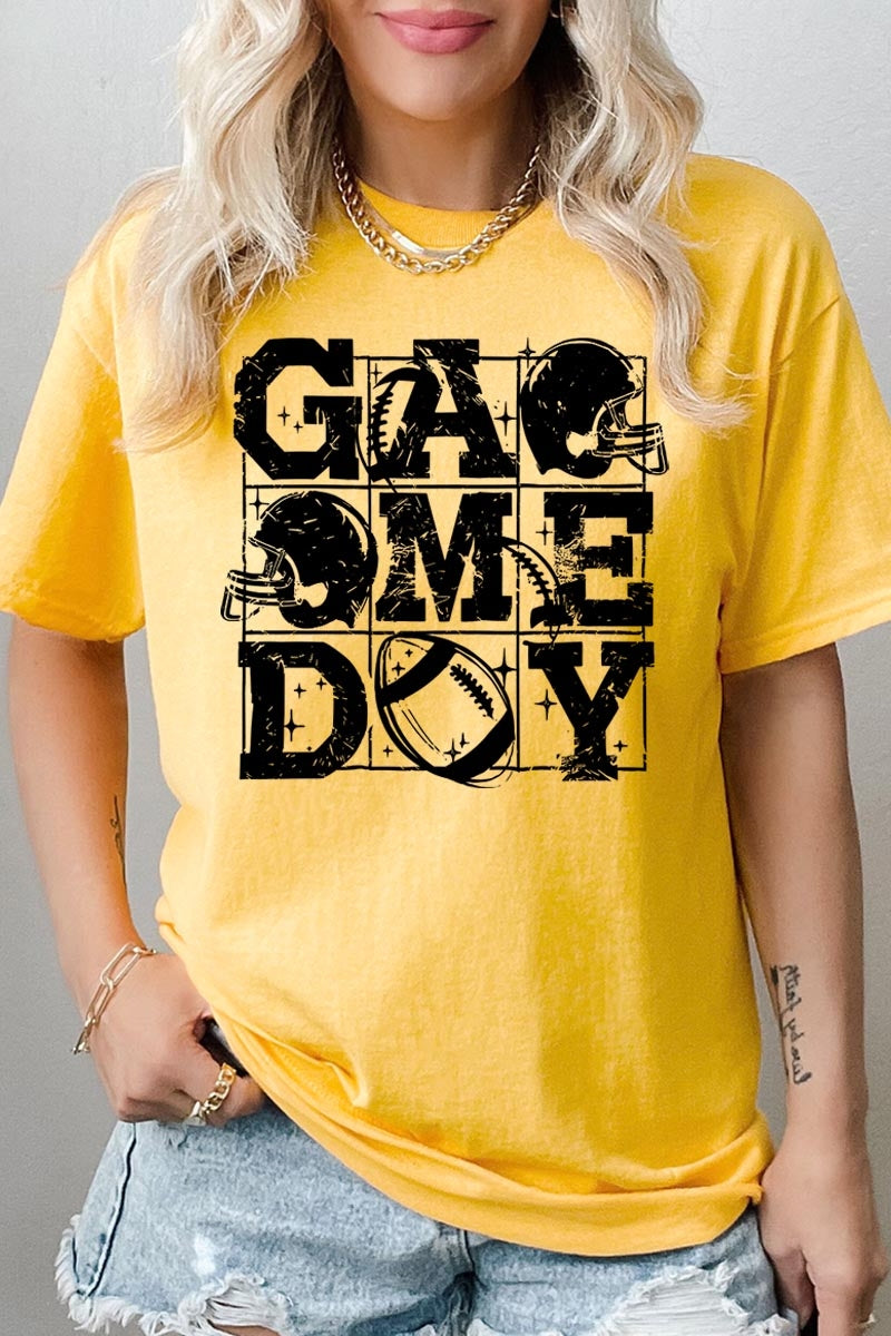 5000-E3073 Distressed Game Day Graphic Heavy Cotton Tee $9