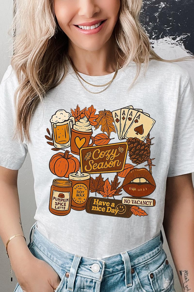 US3001-E3119 Retro Fall Collage Graphic Tee $12.5