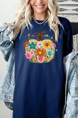 5000P-E3118 Floral Pumpkin Graphic Plus Heavy Cotton Tee $12.75