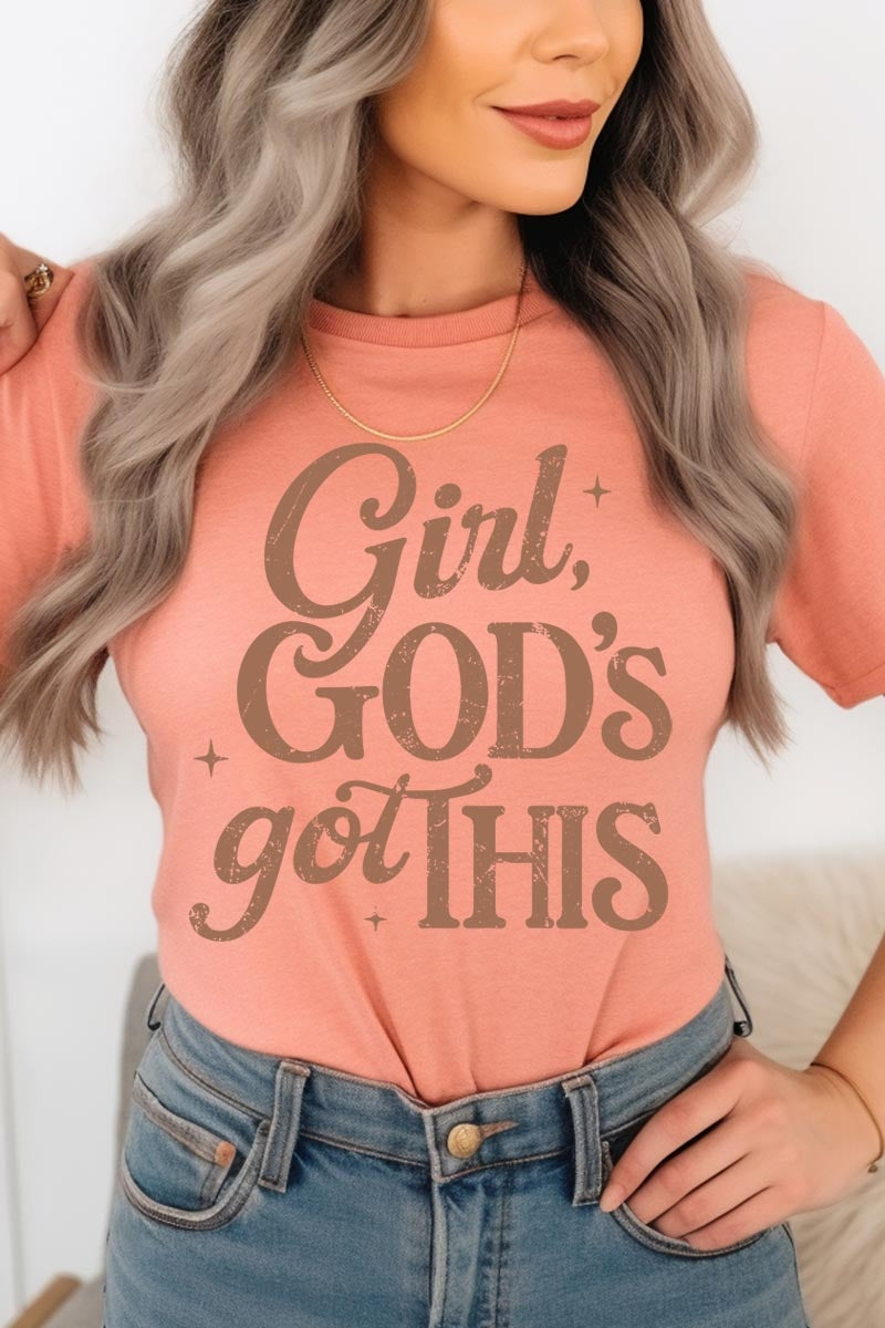 US3001-E3102 Girl, Godu2019s Got This Graphic Tee $12.5
