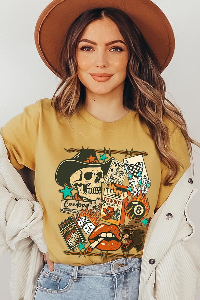 US3001-E3096 Vintage Western Collage Graphic Tee $12.5