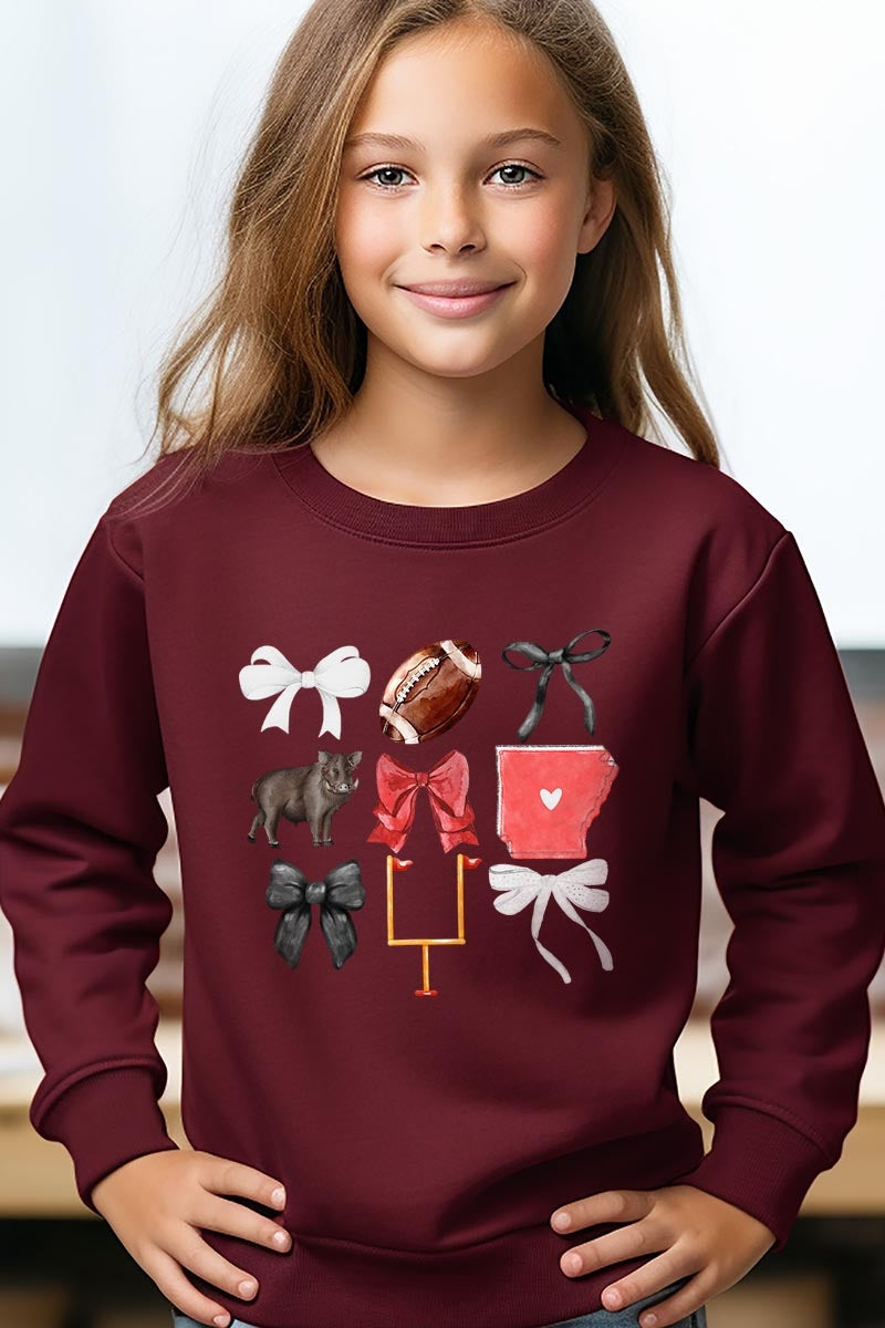 UL180B-E3077Z Arkansas Football Kids Graphic Sweatshirt $20