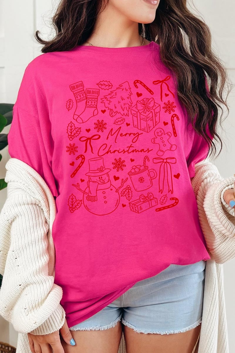 5000P-E3181 Christmas Doodle Graphic Plus Heavy Cotton Tee $12.75