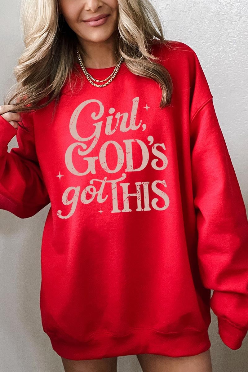 UL180-E3102 Girl, Godu2019s Got This Graphic Sweatshirt $20