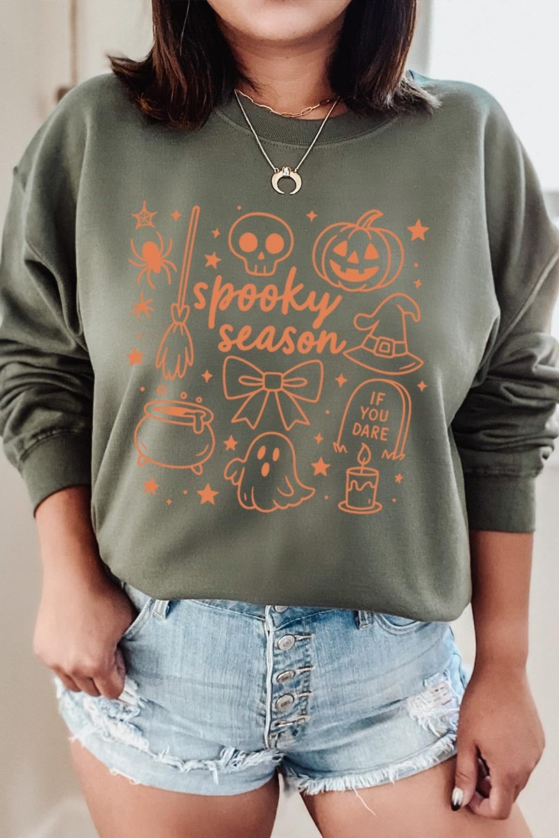 UL180P-E3141 Halloween Doodle Graphic Plus Sweatshirt $25