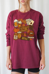 UL240P-E3119 Retro Fall Collage Graphic Plus Long Sleeve Tee $17