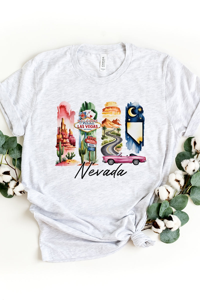 US3001P-E3061NV Nevada State Brushstroke Graphic Plus Tee $16
