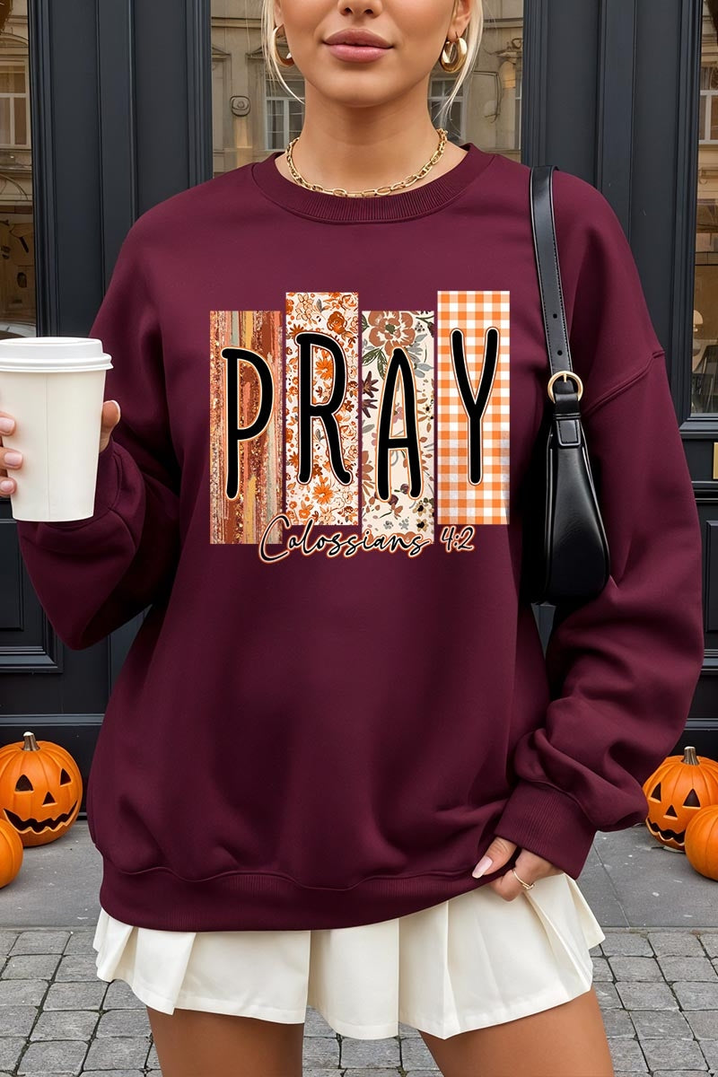 UL180-E3166 Pray Fall Christian Graphic Sweatshirt $20