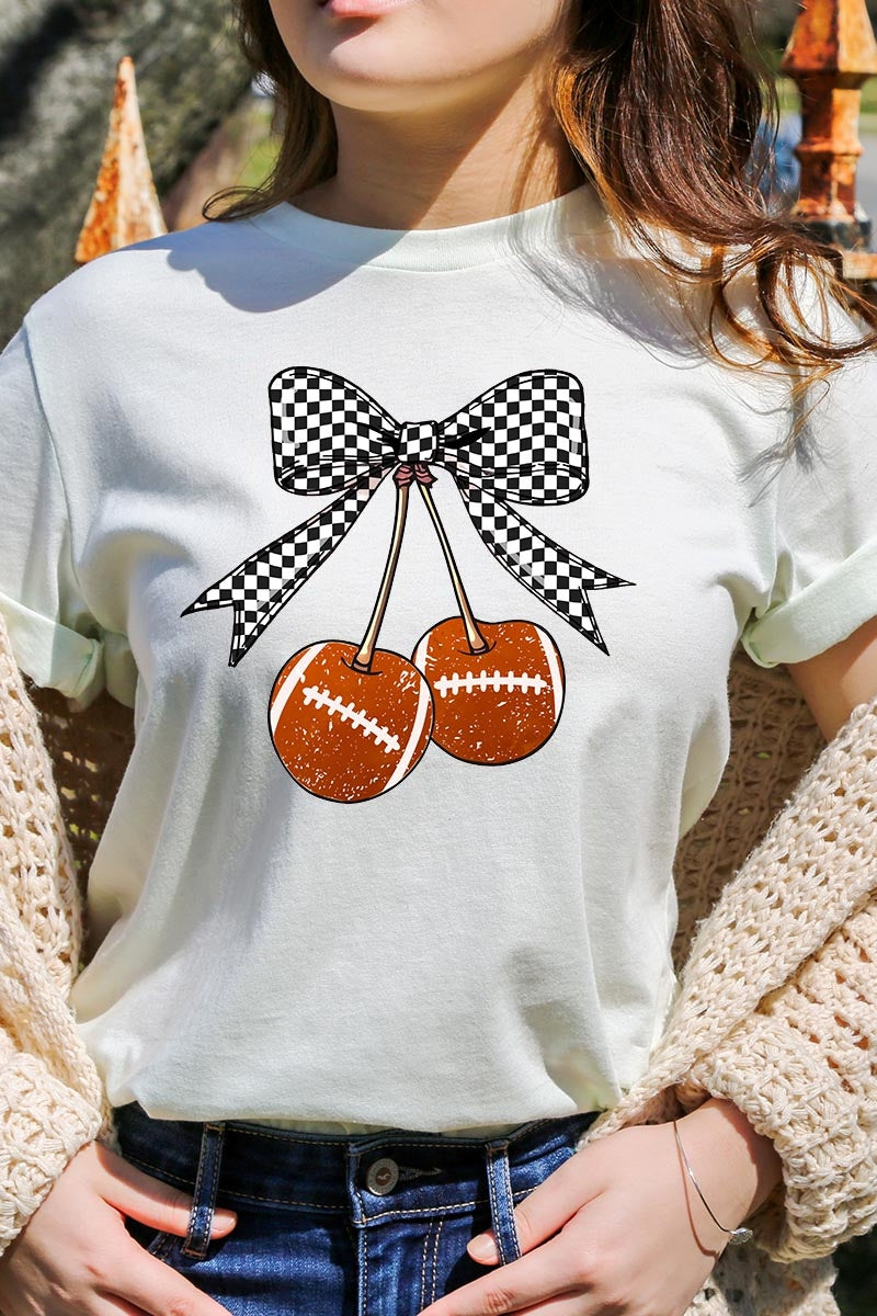 US3001P-E3055 Football Cherries Graphic Plus Tee $16
