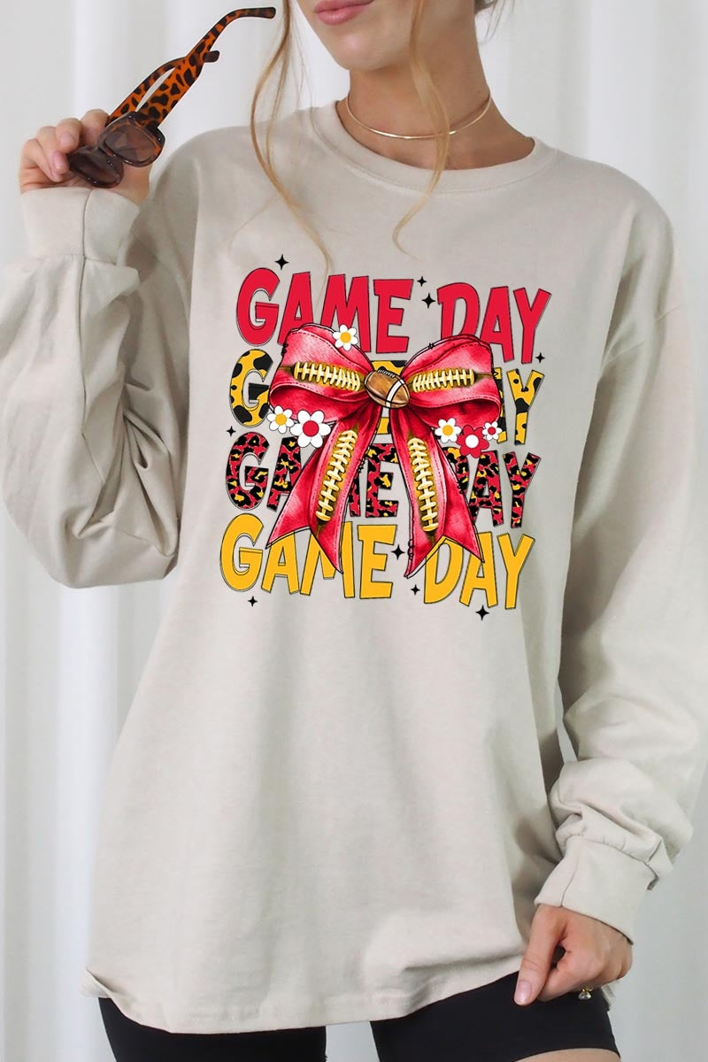 UL240P-E3091 Red Yellow Football Bow Plus Long Sleeve Tee $17
