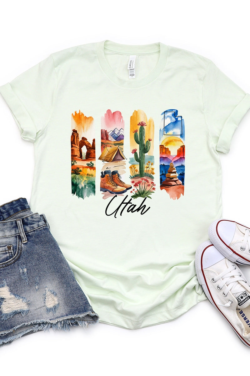 US3001-E3061UT Utah State Brushstroke Graphic Tee $12.5