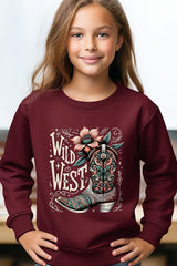 UL180B-E3100Z Wild West Cowgirl Boot Kids Graphic Sweatshirt $20