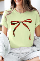 US3001-E3211 Red Bow Christmas Graphic Tee $12.5