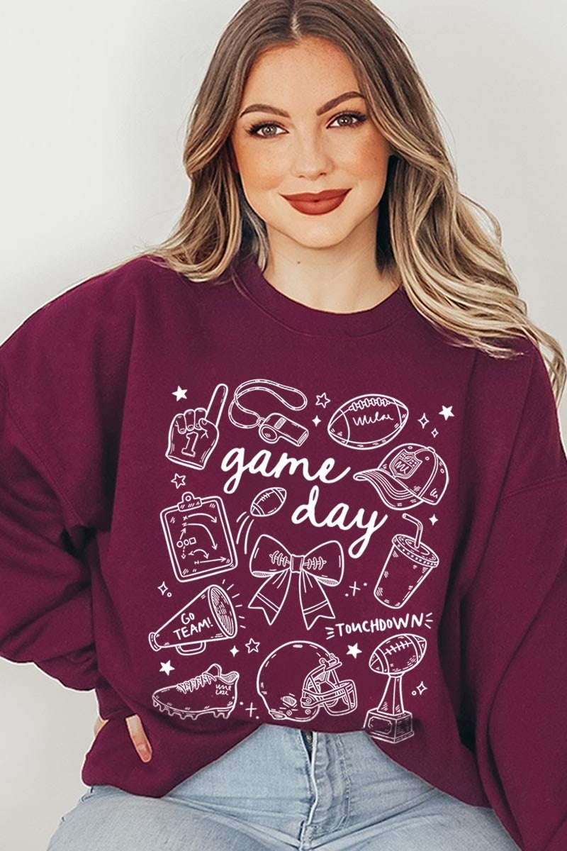 UL180-E3081 Football Doodles Graphic Sweatshirt $20