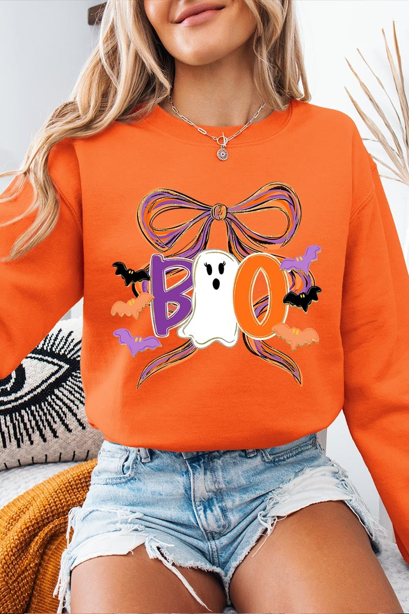 UL180P-E3120 Boo Brushstroke Bow Graphic Plus Sweatshirt $25