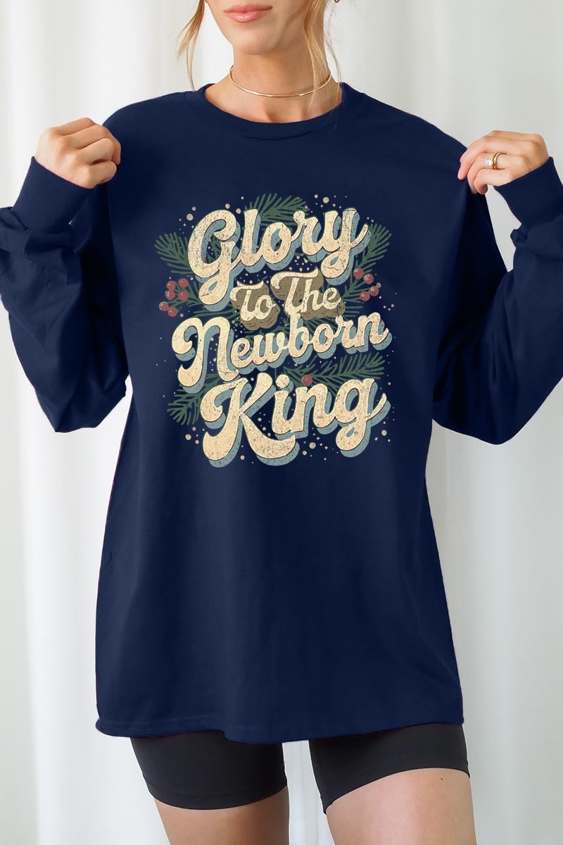 UL240P-E3220 Glory to the Newborn King Graphic Plus Long Sleeve Tee $17