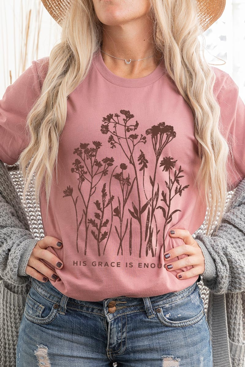 US3001P-E3146 Christian Wildflower Graphic Plus Tee $16