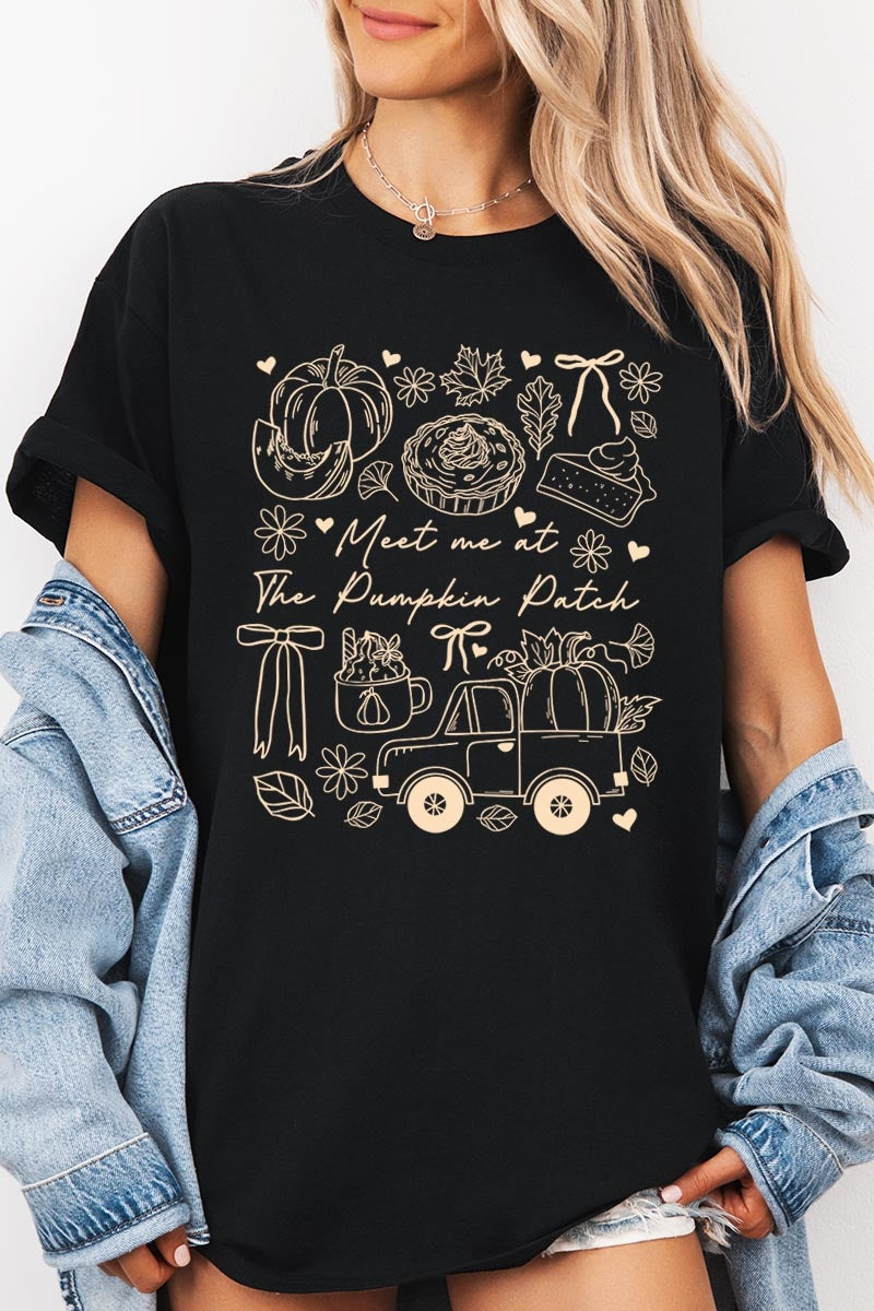 5000-E3163 Pumpkin Patch Doodle Graphic Heavy Cotton Tee $9