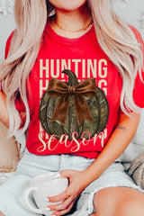 US3001P-E3190 Hunting Pumpkin Bow Graphic Plus Tee $16