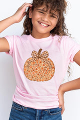 US3001Y-E3135Z Floral Fall Pumpkin Kids Graphic Tee $11