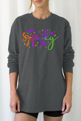 UL240-E3109 Spooky Halloween Graphic Long Sleeve Tee $13.75