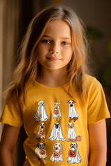 US3001Y-E3106Z Halloween Ghost Dog Kids Graphic Tee $11