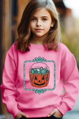 UL180B-E3140Z Halloween turquoise pumpkin Kids Sweatshirt $20