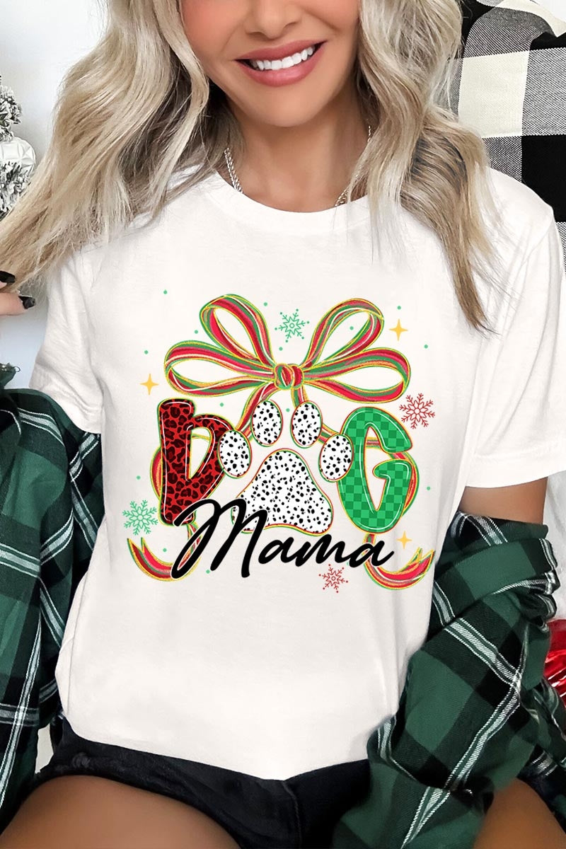US3001P-E3194 Dog Mama Christmas Paw Graphic Plus Tee $16
