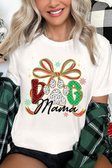 US3001P-E3194 Dog Mama Christmas Paw Graphic Plus Tee $16