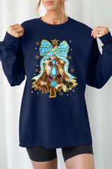 UL240-E3184 Turquoise Christmas Tree Graphic Long Sleeve Tee $13.75