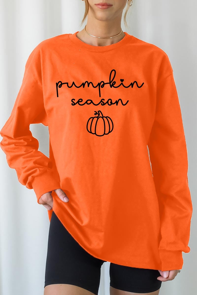 UL240-E3152 Pumpkin Season Graphic Long Sleeve Tee $13.75