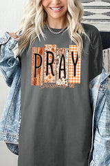 5000P-E3166 Pray Fall Christian Graphic Plus Heavy Cotton Tee $12.75