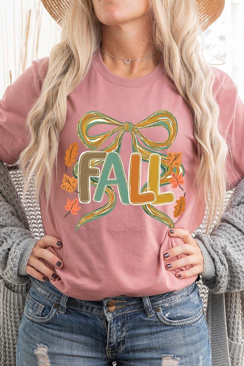 US3001P-E3121 Fall Brushstroke Bow Graphic Plus Tee $16