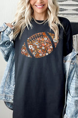 5000-E3133 Floral Football Graphic Heavy Cotton Tee $9