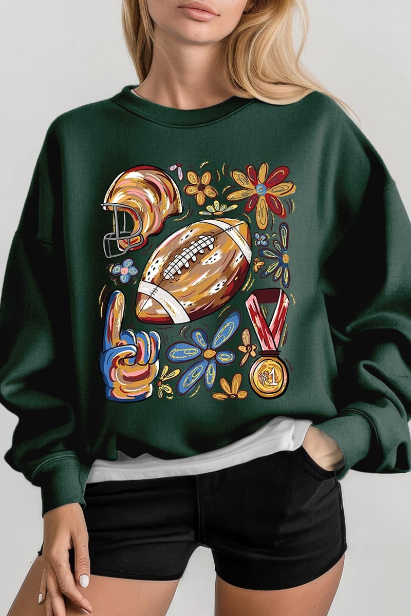 UL180-E3072 Retro Floral Football Graphic Sweatshirt $20