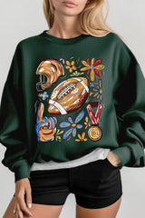 UL180-E3072 Retro Floral Football Graphic Sweatshirt $20