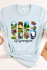 US3001-E3061WI Wisconsin State Brushstroke Graphic Tee $12.5