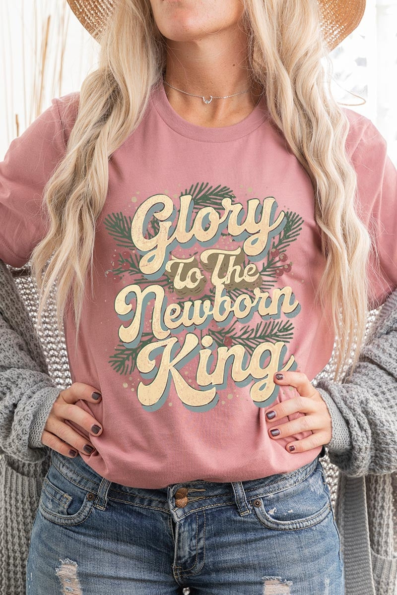 US3001P-E3220 Glory to the Newborn King Graphic Plus Tee $16